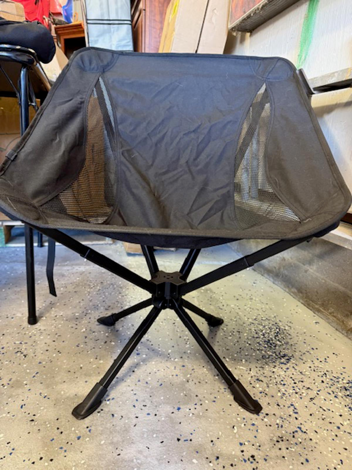 Black Mesh Patio Chair with Swivel Base - Portable, Lightweight